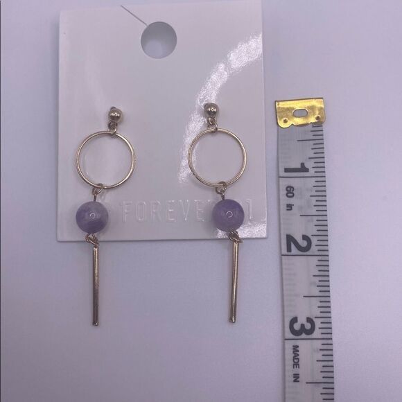 4/$20 Forever 21 Purple & Gold Drop Earrings - Picture 2 of 3